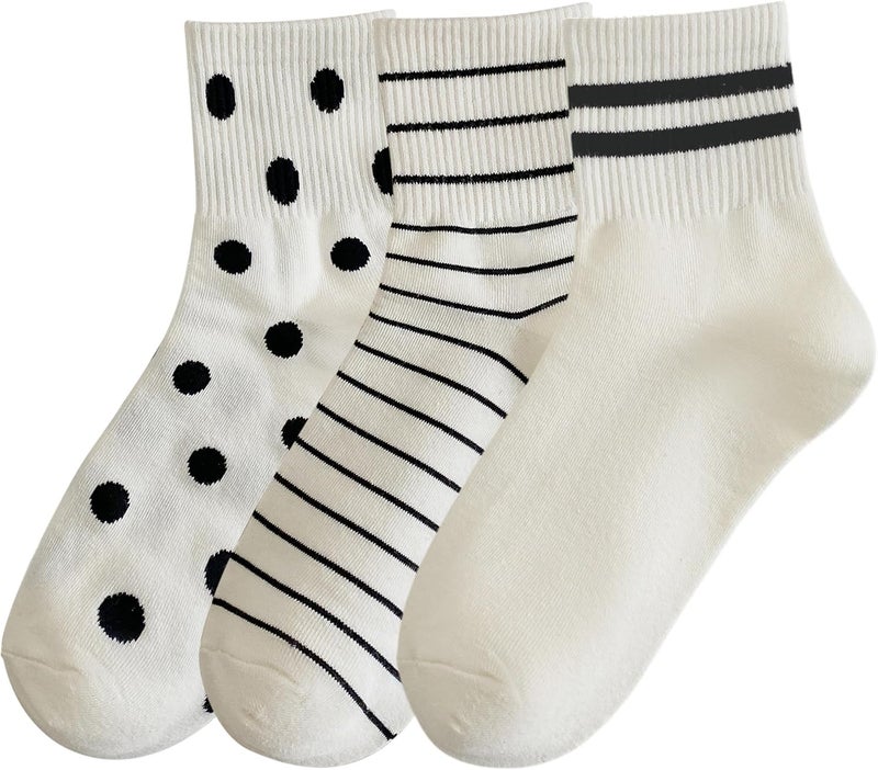 Arukora Store Women's Polka Dot & Striped Crew Cute Ankle Socks Size 5-9 - Image 1